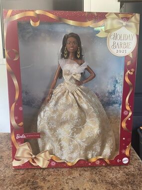 Signature Holiday Barbie 2025 Gold and Cream Ball Gown
